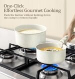 MICHELANGELO Sauce Pan Set, Nonstick 1Qt & 2 Qt & 3Qt Pots with Removable Handles, Non Toxic Saucepan Set with Detachable Handle, Stackable Pot Set for RV Camping, Oven Safe - 6 Piece - Image 5