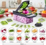 Vegetable Chopper Veggie Chopper,Mandoline Slicer,Multifunctional 12 in 1 Food Choppers, Kitchen Vegetable Slicer Dicer Cutter,Onion Mincer,Cheese Grater,Colander Basket,Kitchen Gadgets - Image 5