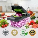 Vegetable Chopper Veggie Chopper,Mandoline Slicer,Multifunctional 12 in 1 Food Choppers, Kitchen Vegetable Slicer Dicer Cutter,Onion Mincer,Cheese Grater,Colander Basket,Kitchen Gadgets - Image 7