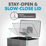 SIMPLI-MAGIC 50 Liter / 13.2 Gallon Soft-Close, Smudge Resistant Trash Can with Foot Pedal and Built in Filter- Stainless Steel, Sleek Finish - Image 4