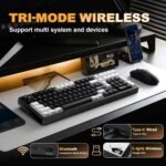 YUNZII AL98 QMK/VIA Wireless Mechanical Gaming Keyboard,Full Aluminum,BT/2.4G/USB-C, Pre-Lubed Hot Swappable Gasket Mount 1800 Layout,RGB Backlit for Win/Mac (Black, Cocoa Cream V2 Switch) - Image 4