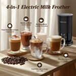 DEVINC Milk Frother, 4-in-1 Milk Frother and Steamer, Hot and Cold Foam Maker and Milk Warmer with Auto Shut-Off, Electric Frother for Coffee, Latte, Cappuccino, Matcha - Image 3