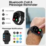 Smart Watch for Men Women (Answer/Make Calls), 1.96" HD Screen Fitness Watch with Blood Pressure/Heart Rate/Sleep/Body Temperature/Stress Monitor, SOS Button, IP68 Waterproof (Khaki) - Image 3