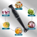 Elite Gourmet EHB1023 Immersion Hand Blender 300 Watts 2 Speed Mixing with Detachable Blades, Detachable Wand Stick Mixer, Smoothies, Baby Food, Soup, Black - Image 5