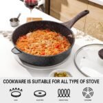 Kordisen Nonstick Deep Frying Pan with Lid, 12 Inch Large Skillet, 5 Qt Non Stick Saute Pan for Cooking, Healthy Induction Cookware, PFOA Free - Image 4