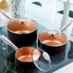 MICHELANGELO Sauce Pan with Lid, 1Qt & 2Qt & 3Qt Sauce Pan Set, Ceramic Saucepans with Lids, Copper Small Pots, Nonstick Saucepan Set, Oven Safe - Image 5