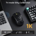 LTC GM023 Tri-Mode Wireless Gaming Mouse, 79g Ultra-Light Honeycomb Ergonomic Gaming Mouse, 2.4Ghz/BT/Wired, 6-Level DPI 8000, 6 Programmable Buttons, Pro Software - Image 3