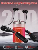 Neckband Bluetooth Headphones, 200H Long Playtime Wireless Stereo Neckband Earbuds with Microphone, Waterproof Around The Neck Headphones in Ear Headset for Sports/Workout/Office (Black) - Image 3