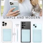 Phone Wallet Stick On, Leather Phone Card Holder, Credit Card Holder for Phone Case Compatible with iPhone, Samsung and Android - White, Blue - Image 3