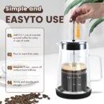 Glass French Press, easy to clean glass press coffee maker, 22oz/650ml coffee press glass, borosilicate French press, suitable for home, kitchen, office. - Image 3
