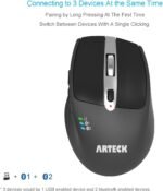 Arteck Wireless Bluetooth Mouse with Nano USB Receiver, Black, 4-Month Battery Life, Ergonomic Design - Image 3