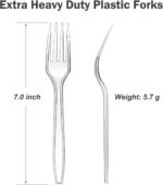 360 Count Extra Heavy Duty Clear Plastic Forks Disposable, BPA-Free, Heat Resistant, Solid and Durable Disposable Forks Bulk, Premium Plastic Forks heavy duty for Party Supply - Image 3