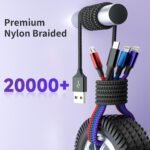 Dual IP 4 in 1 Multi Charging Cable [1Pack 5FT], Nylon 4 in 1 Charging Cable, Multi Chargers for All Devices with IP/IP/Type C/Micro Port, Compatible with Most Cell Phones/Tablets and More - Image 8