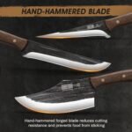 HOSHANHO Butcher Knife Set, Hand Forged Butcher Chef Knife Set with Roll Bag, Sharp Meat Cleaver Knife & Bone Chopper Knives & Fillet Knives for Home & Camping & BBQ Gift for Men - Image 4