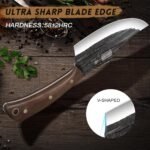 HOSHANHO Butcher Knife Set, Hand Forged Butcher Chef Knife Set with Roll Bag, Sharp Meat Cleaver Knife & Bone Chopper Knives & Fillet Knives for Home & Camping & BBQ Gift for Men - Image 5