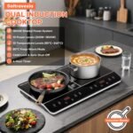 24 Inch Double Induction Cooktop, Touch Control Electric Cooktop with Dual Burners, Shared 1800W Power, Low-Power Continuous Heating, Countertop Use - Image 3
