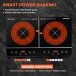 24 Inch Double Induction Cooktop, Touch Control Electric Cooktop with Dual Burners, Shared 1800W Power, Low-Power Continuous Heating, Countertop Use - Image 4