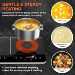 24 Inch Double Induction Cooktop, Touch Control Electric Cooktop with Dual Burners, Shared 1800W Power, Low-Power Continuous Heating, Countertop Use - Image 5
