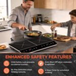 24 Inch Double Induction Cooktop, Touch Control Electric Cooktop with Dual Burners, Shared 1800W Power, Low-Power Continuous Heating, Countertop Use - Image 7