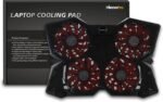 Portable Metal Mesh Laptop Cooler Cooling Pad, 4 Quiet Fans w/Red LED Light, Adjustable Height, Up to 17" Inch Notebook, 2 USB Interface w/Speed Control Switch, Non-Slip - Black (11148) - Image 6