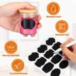 Roshtia Glass Spice Jars with Bamboo Airtight Lids Labels and Chalk Marker Food Storage Container Clear Spice Storage Bottle for Kitchen, Herbs, Seasoning, Seed, Tea, Sugar (12 Pcs,2.5 Oz) - Image 4