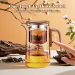 Enchanti Tea Pot, One Touch Glass Teapot with Infuser, Tea Maker for Loose Leaf Tea, Tea Gifts Set -27oz/800ml - Image 3