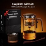 Enchanti Tea Pot, One Touch Glass Teapot with Infuser, Tea Maker for Loose Leaf Tea, Tea Gifts Set -27oz/800ml - Image 5