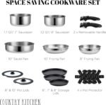 Country Kitchen Cookware Set with Removable Handle, Oven & RV Safe Pots and Pans Set, Stainless Steel, Original - Image 3