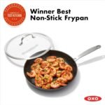 OXO Enhanced, 12" Frying Pan Skillet with Lid, Healthy Ceramic Nonstick, PFAS-Free, Stainless Steel Handle, Dishwasher Safe, Oven Safe, Black - Image 3