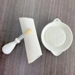 Ceramic Grater Plate for Ginger, Garlic, Onion, Cheese, Lemon, Chocolate, Vegetables and Fruits in Kitchen, White Garlic Grater with Peeler and Brush, Small - Image 3
