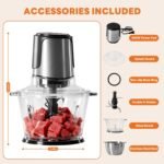 OLIXIS Electric Food Processor, 450W Meat Grinder & Vegetable Chopper with 2 Bowels for Home Use, Food Chopper with Double S-Blades for Vegetable, Onion, Garlic, Meat, Nuts, Black - Image 3