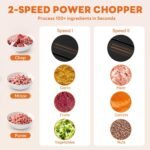 OLIXIS Electric Food Processor, 450W Meat Grinder & Vegetable Chopper with 2 Bowels for Home Use, Food Chopper with Double S-Blades for Vegetable, Onion, Garlic, Meat, Nuts, Black - Image 4