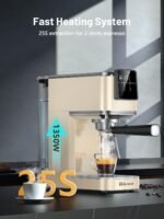 Espresso Machine, 20 Bar Espresso Maker Milk Frother & LCD Panel, Hot & Iced Coffee Machine, Stainless Steel Espresso Coffee Machine with 41oz Water Tank for Cappuccino, Latte - Image 4