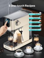 Espresso Machine, 20 Bar Espresso Maker Milk Frother & LCD Panel, Hot & Iced Coffee Machine, Stainless Steel Espresso Coffee Machine with 41oz Water Tank for Cappuccino, Latte - Image 5