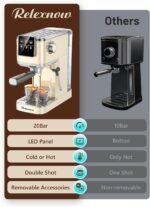 Espresso Machine, 20 Bar Espresso Maker Milk Frother & LCD Panel, Hot & Iced Coffee Machine, Stainless Steel Espresso Coffee Machine with 41oz Water Tank for Cappuccino, Latte - Image 6
