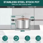 TeamFar 3 Quart Stock Pot, Stainless Steel Stock Pasta Soup Pot with Lid, Tempered Glass Lid & Double Heat-Proof Handles, Non-Toxic & Healthy, Heavy Duty & Dishwasher Safe - Image 3