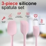 Silicone Spatula Set - Rubber Spatula - 600°F Heat Resistant Baking Spoon & Spatulas (Pink) - Image 3