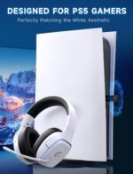 2.4GHz Wireless Gaming Headsets for PS5, PS4, PC, Switch - Bluetooth 5.3 Gaming Headphones with Noise Canceling Mic, 7.1 Surround Sound, 70H Battery, Blue Lighting - White - Image 3