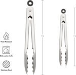 KitchenAid Set of 2 Stainless Steel Tongs with Scalloped Edges Easy Lock Dishwasher Safe Durable and Versatile 7 Inch and 9 Inch Silver - Image 3