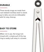 KitchenAid Set of 2 Stainless Steel Tongs with Scalloped Edges Easy Lock Dishwasher Safe Durable and Versatile 7 Inch and 9 Inch Silver - Image 5