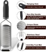 Upgraded Lemon Zester & Cheese Grater, Food Grade Stainless Steel None-Slip Hand Fine Grater for Garlic, Ginger, and Chocolate, Durable and Easy-To-Clean（Dishwasher Safe） - Image 4