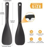 Multifunction Cooking Spoons for Nonstick Cookware, Seamless Design Silicone Spatula Spoon for Mixing, Scoop and Scrape, Dishwasher Safe, Black & Gray - Image 3
