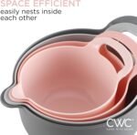 COOK WITH COLOR Nesting Plastic Mixing Bowl Set with Pour Spouts and Handles, Pink, 4 Piece Non-Slip - Image 4