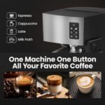 Espresso Machine 20 Bar - Espresso & Coffee Maker with Automatic Milk Frother, Cappuccino Machine, Latte Maker for Home, office, 1250W - Image 4