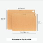 Freshware Wood Cutting Boards for Kitchen, Dishwasher Safe, Medium 12" x 9" and Large, 15" x 11.25", Set of 2, Natural - Image 4