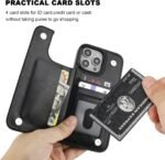 ONETOP Compatible with iPhone 16 Pro Max Wallet Case with Card Holder, PU Leather Kickstand Card Slots Case, Double Magnetic Clasp and Durable Shockproof Cover 6.9 Inch (Black) - Image 4