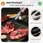 Kitchen Tongs Set of 2 (9” & 12”) – Stainless Steel & Silicone Cooking Tongs with Built-in Stand & Dishwasher Safe – Heat Resistant up to 600°F – Perfect for Grilling, BBQ, Salad & Frying - Image 4