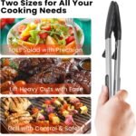 Kitchen Tongs Set of 2 (9” & 12”) – Stainless Steel & Silicone Cooking Tongs with Built-in Stand & Dishwasher Safe – Heat Resistant up to 600°F – Perfect for Grilling, BBQ, Salad & Frying - Image 7