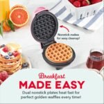 Dash Mini Waffle Maker- Compact Electric Iron for Creative Homemade Treats - PTFE nonstick surface - Easy-to-Clean - Perfect for Kids & Families - Pink - Image 4