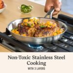 Calphalon Premier Brushed 5-Ply Stainless Steel Cookware w/Turbo Heat Tech 10" Fry Pan, Induction, Oven Safe 450F, Silver - Image 3